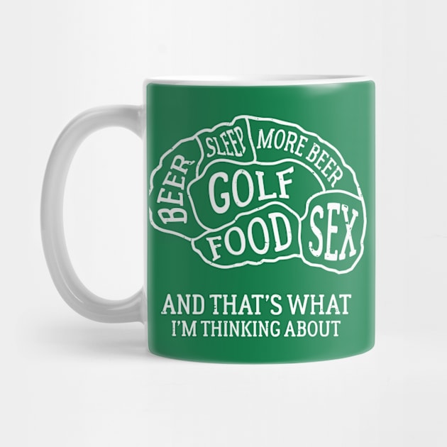 Brain Scan Golf and Beer Lover Sleepy Foodie Sex Distressed by TheBlackCatprints